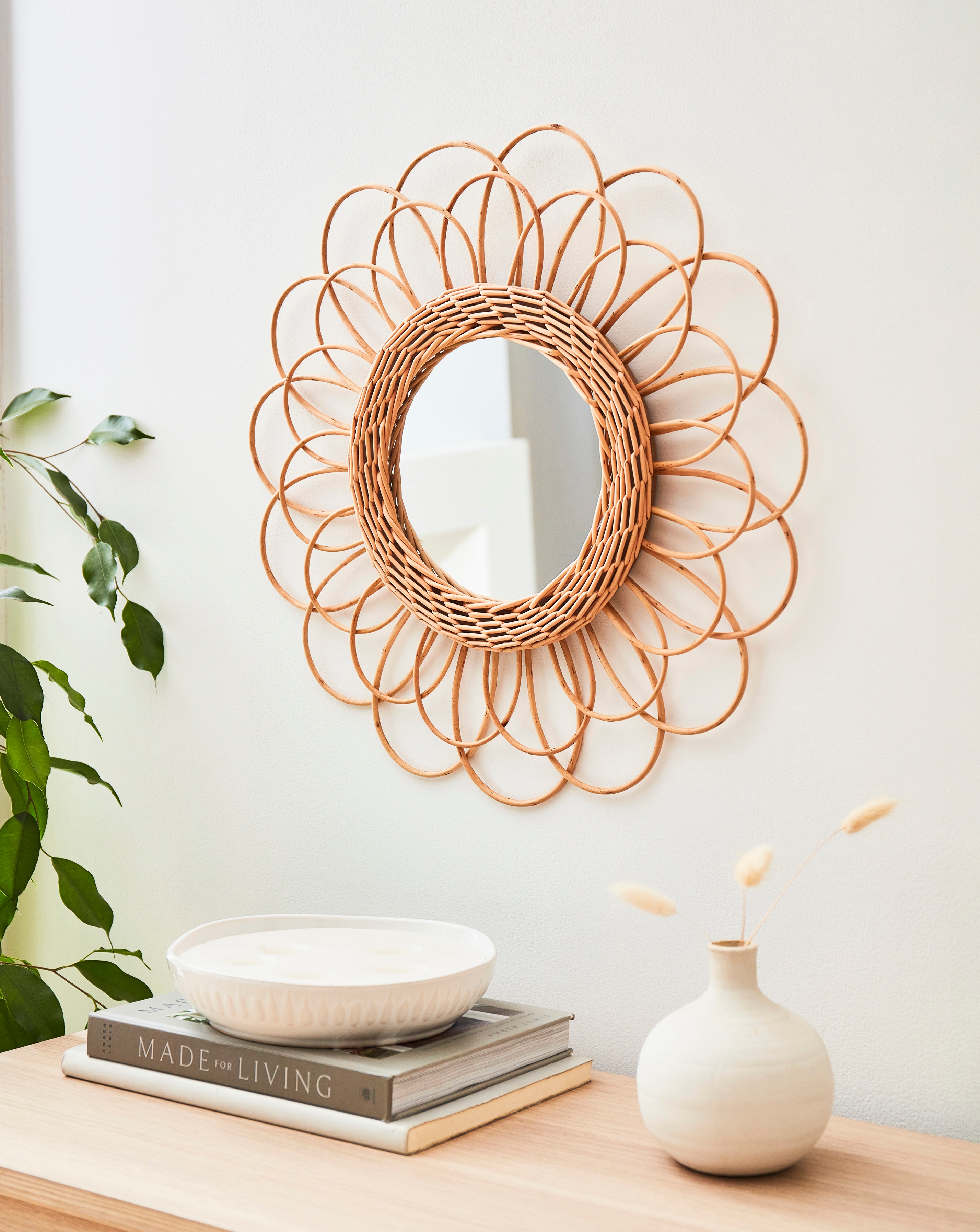 New In - Natural Wicker Wall Mirror