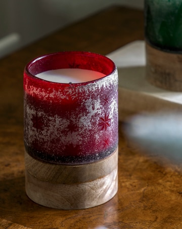 Starry Glass Candle Jar - Red