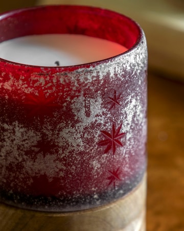 Starry Glass Candle Jar - Red