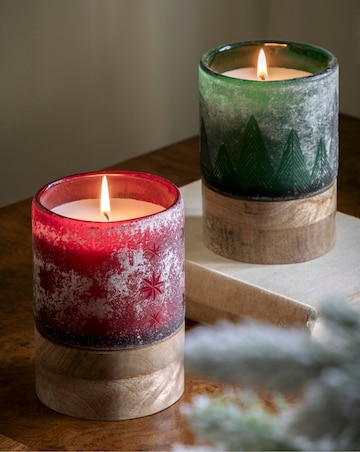 Starry Glass Candle Jar - Red