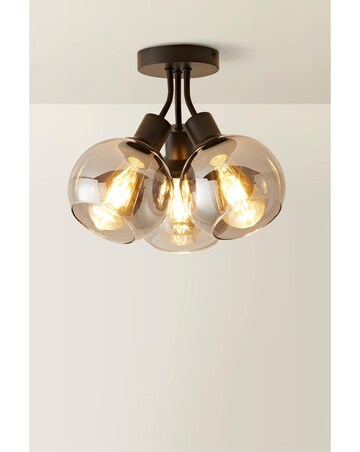 ValueLights Bellamy Matte Black Smoke Glass Bubble Cluster Ceiling Light