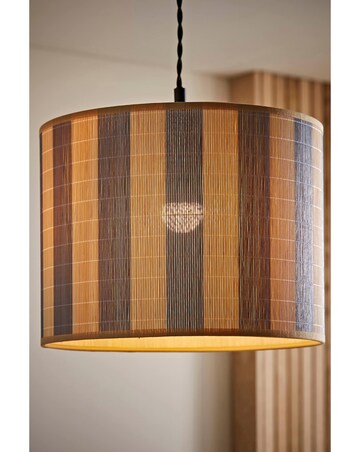 ValueLights Lori Medium Blue Stripe Bamboo Printed Shade 30cm