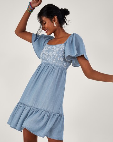 Monsoon Embroidered Short Denim Dress