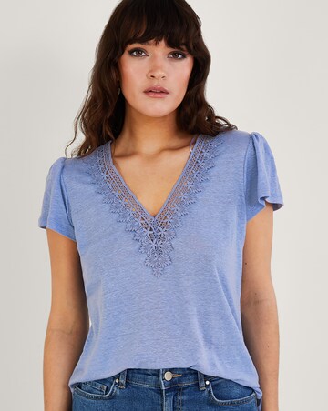 Lace V-Neck Short Sleeve Top main image 1