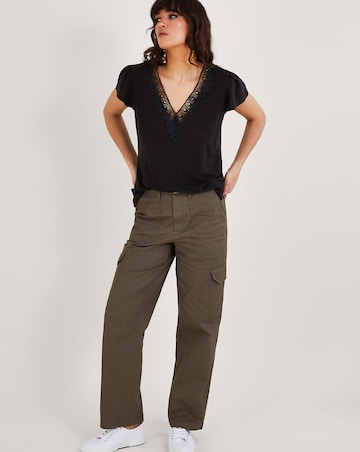 Monsoon Lace V-Neck Short Sleeve Top
