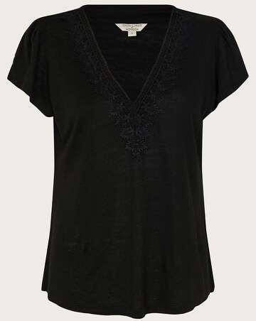 Monsoon Lace V-Neck Short Sleeve Top