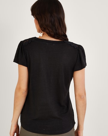 Monsoon Lace V-Neck Short Sleeve Top