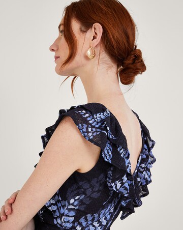 Monsoon Palm Print Frill Jersey Dress
