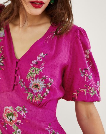sachin and babi light blue dress For Love & Lemons Tea Time Floral Embroidered Babydoll Mini Dress