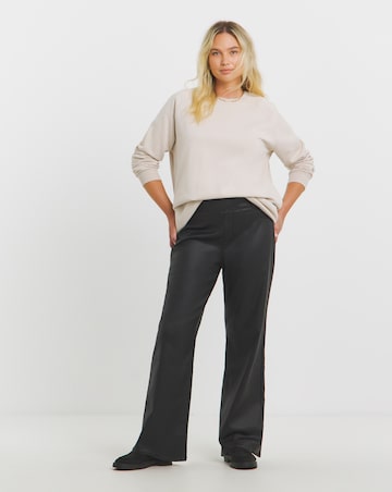 Black Coated Wide Leg Jeggings