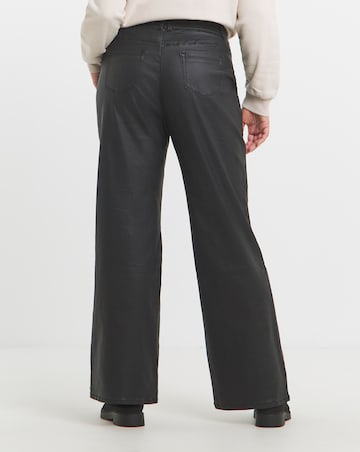 Black Coated Wide Leg Jeggings