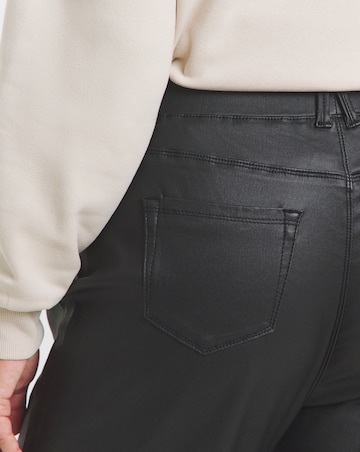 Black Coated Wide Leg Jeggings