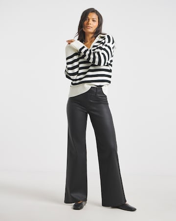 Black Coated Wide Leg Jeggings