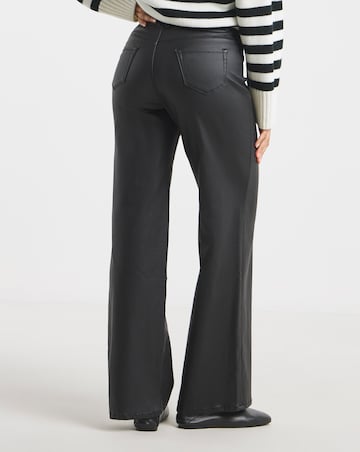 Black Coated Wide Leg Jeggings
