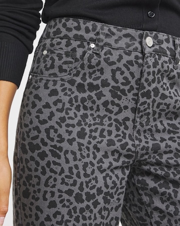 Simply Be Grey Leopard Wide Leg Jeans