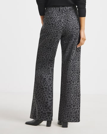 Simply Be Grey Leopard Wide Leg Jeans