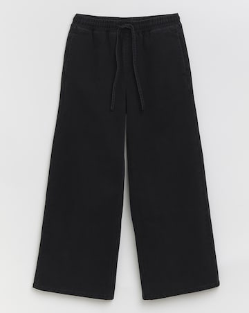 Washed Black Tie Waist Jogger Jeans