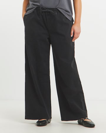 Washed Black Tie Waist Jogger Jeans