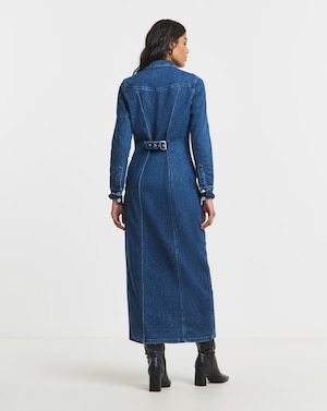 Dark Wash Midaxi Shirt Dress - Image 4