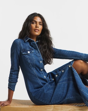 Dark Wash Midaxi Shirt Dress - Image 3