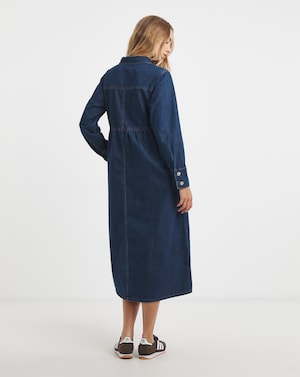Indigo Long Sleeve Denim Midi Dress - Image 2