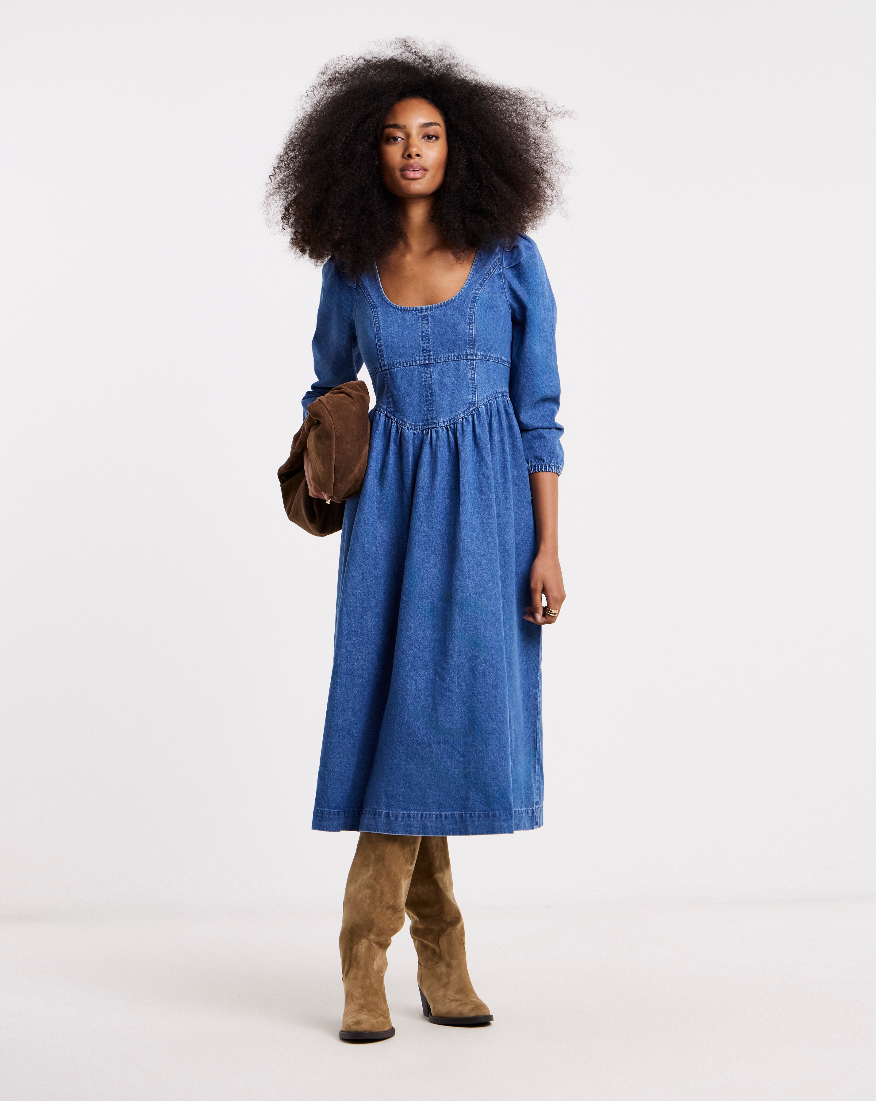New In - Mid Wash Denim Midaxi Picnic Dress