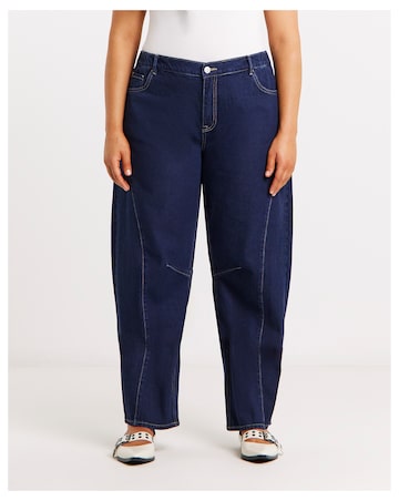 Indigo Voluminous Barrel Leg Jean