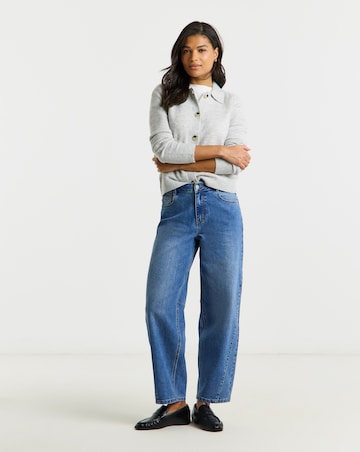 Mid Wash Seamed Barrel Jeans