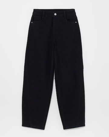 Black Seamed Barrel Jeans