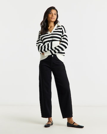 Black Seamed Barrel Jeans