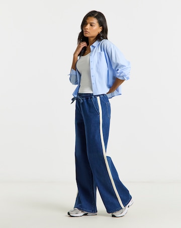 Mid Wash Cosy Side Stripe Jogger Jeans