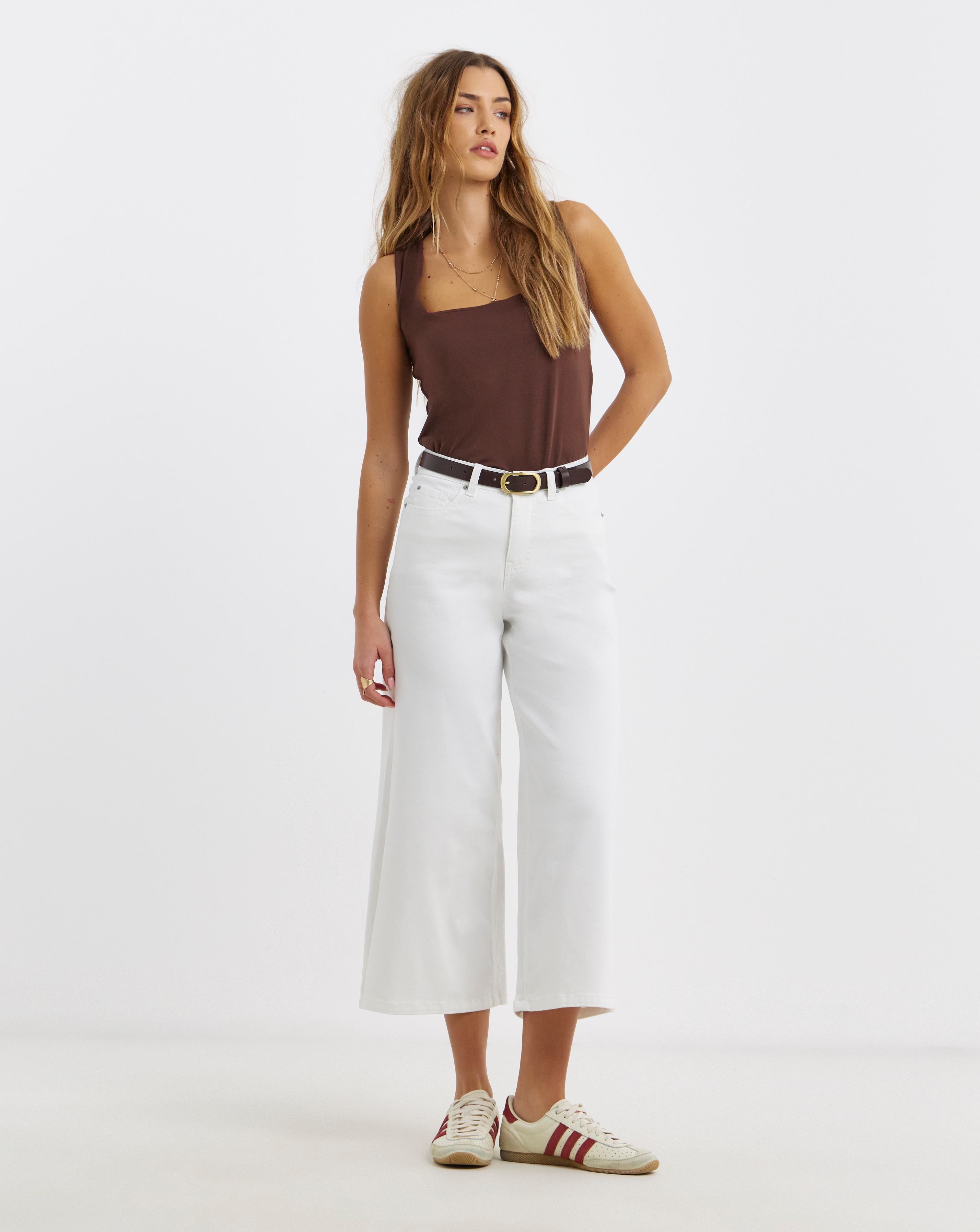 New In - White 24/7 Crop Wide Leg Jeans
