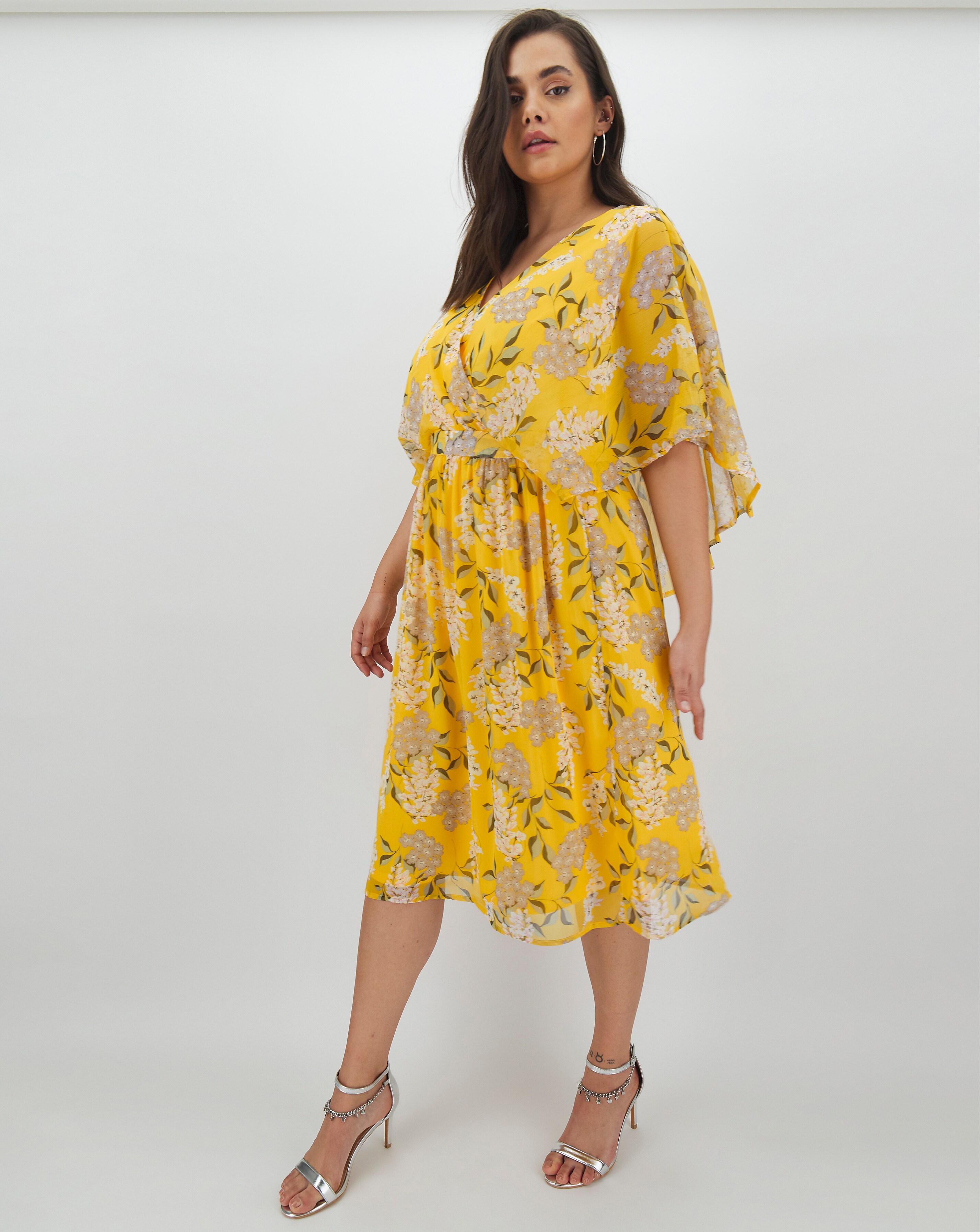 Lovedrobe Floral Cape Sleeve Dress 