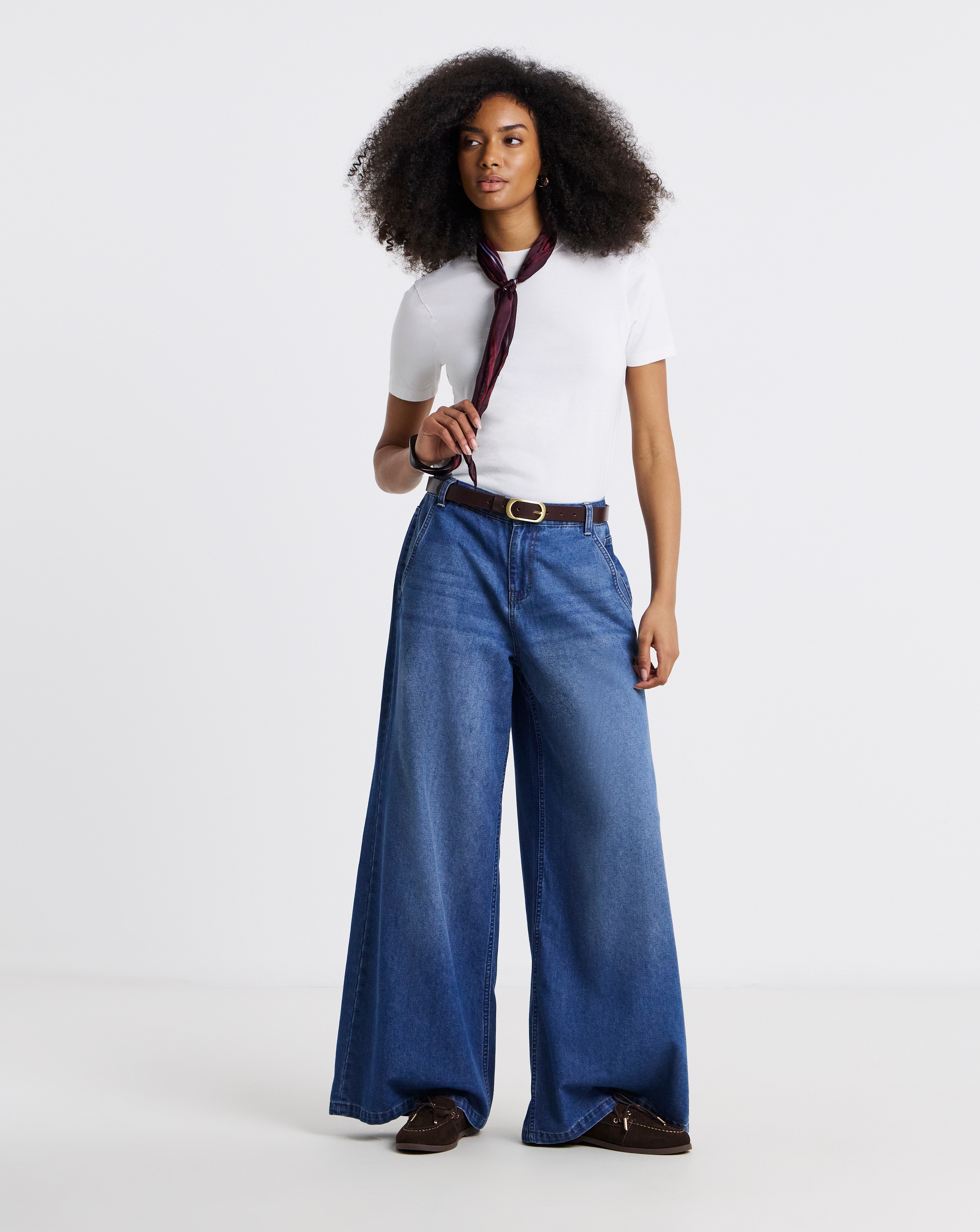 New In - Mid Wash Lightweight Palazzo Jeans