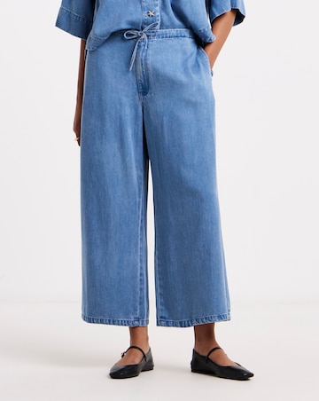 Light Blue Tencel Tie Waist Culottes