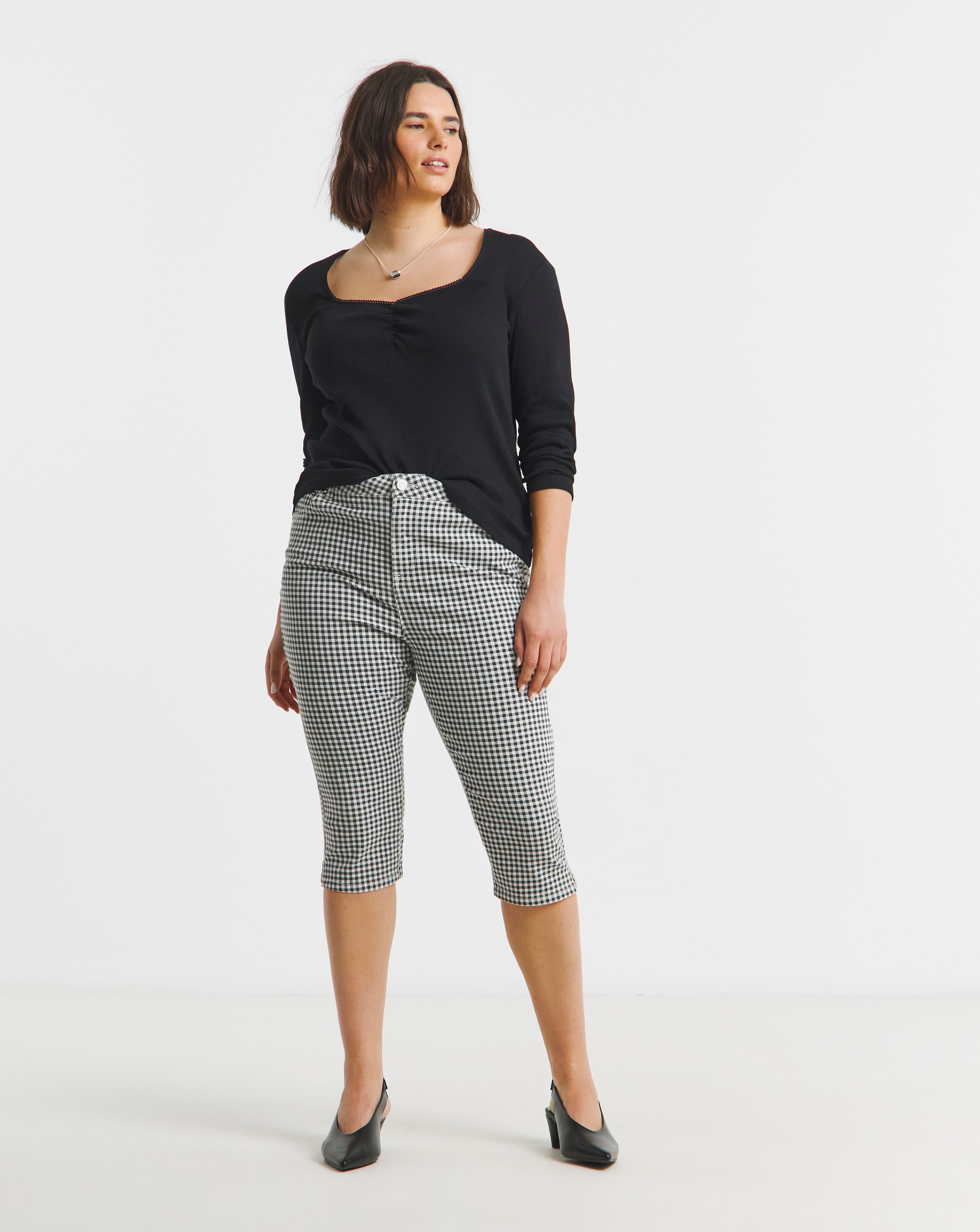 Simply Be Gingham Capri Jeans