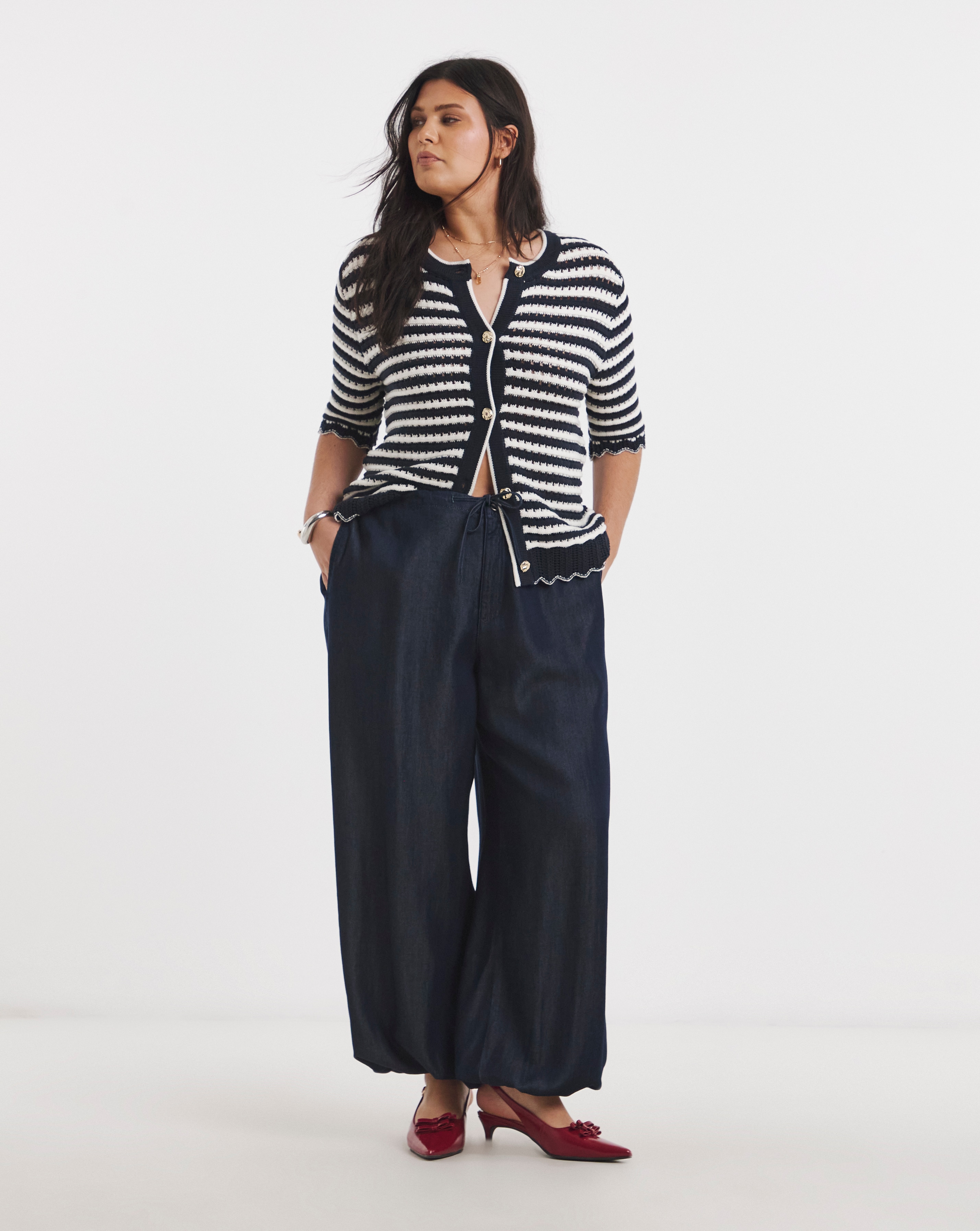 New In - Indigo Tencel Tie Waist Balloon Jeans