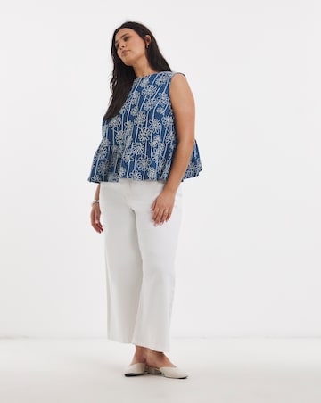 Floral Applique Denim Peplum Top