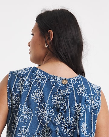 Floral Applique Denim Peplum Top