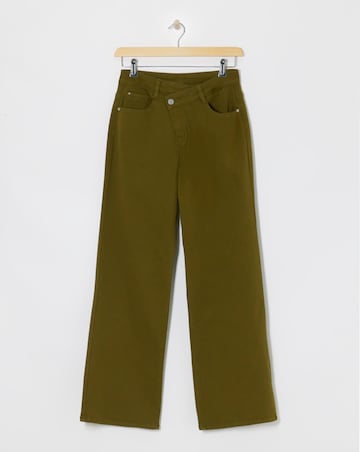 Olive Crossover Straight Leg Jeans
