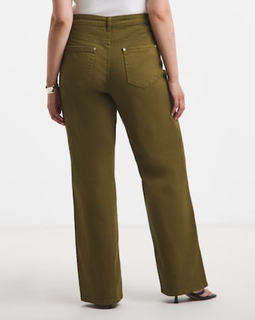 Olive Crossover Straight Leg Jeans