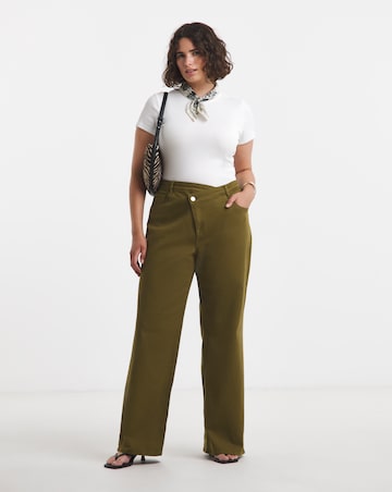 Olive Crossover Straight Leg Jeans