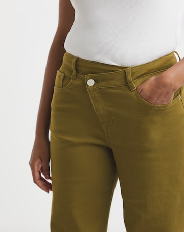 Olive Crossover Straight Leg Jeans