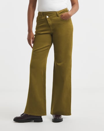 Olive Crossover Straight Leg Jeans