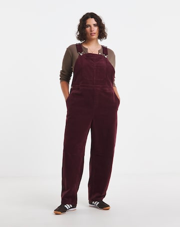 Aubergine Barrel Leg Cord Dungeree