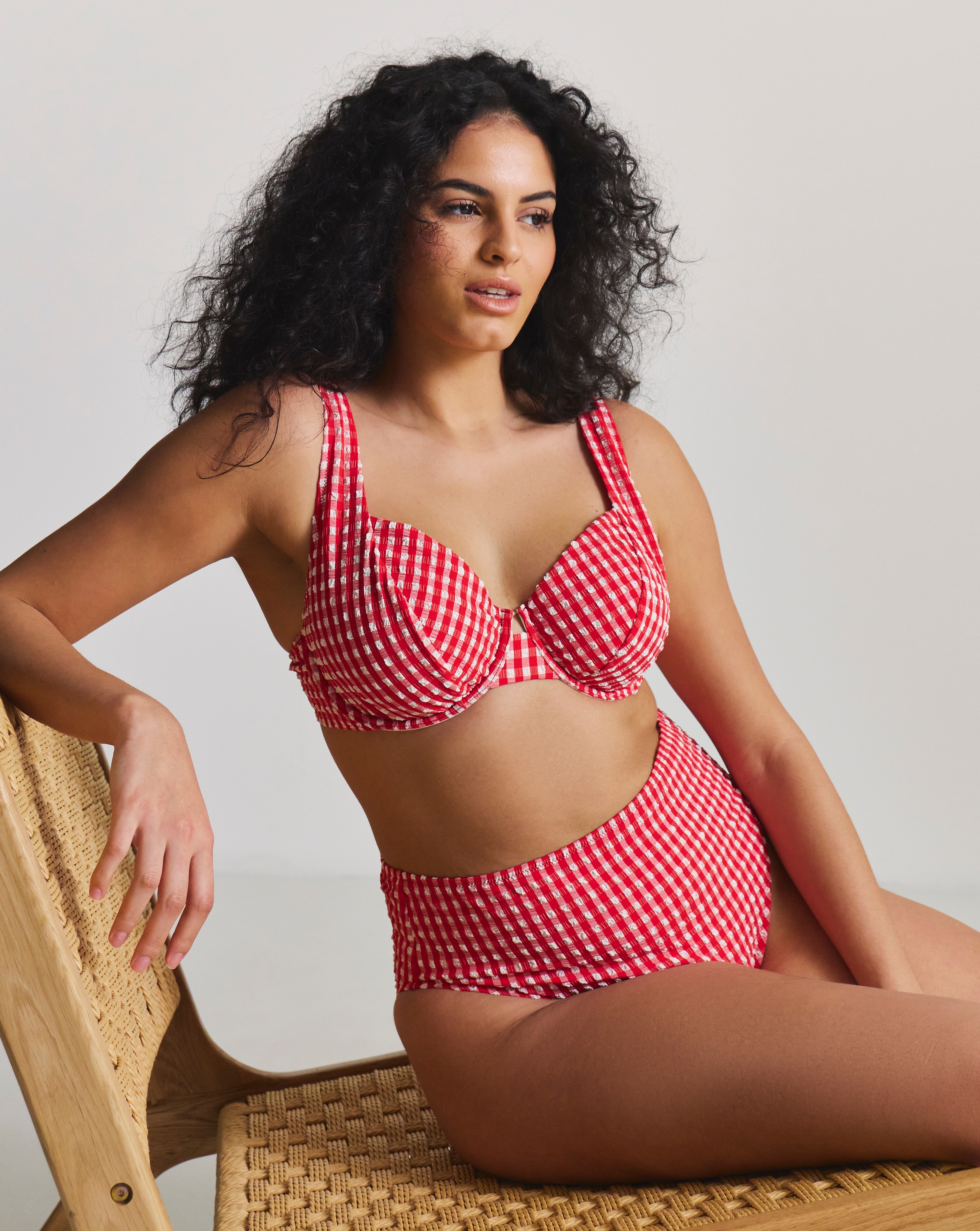 Gingham High Waist Bikini Brief