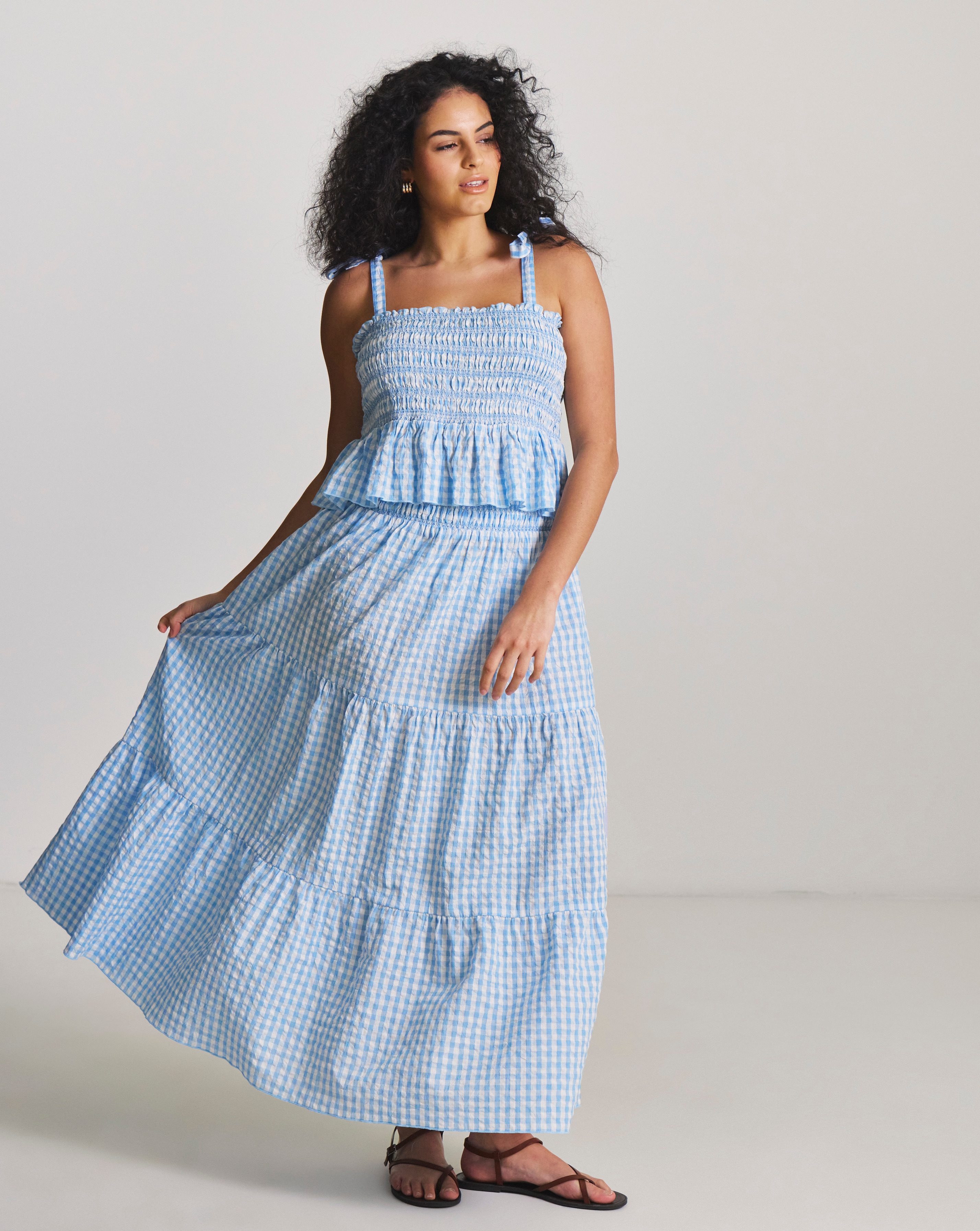 New In - Gingham Beach Skirt And Top Co-Ord
