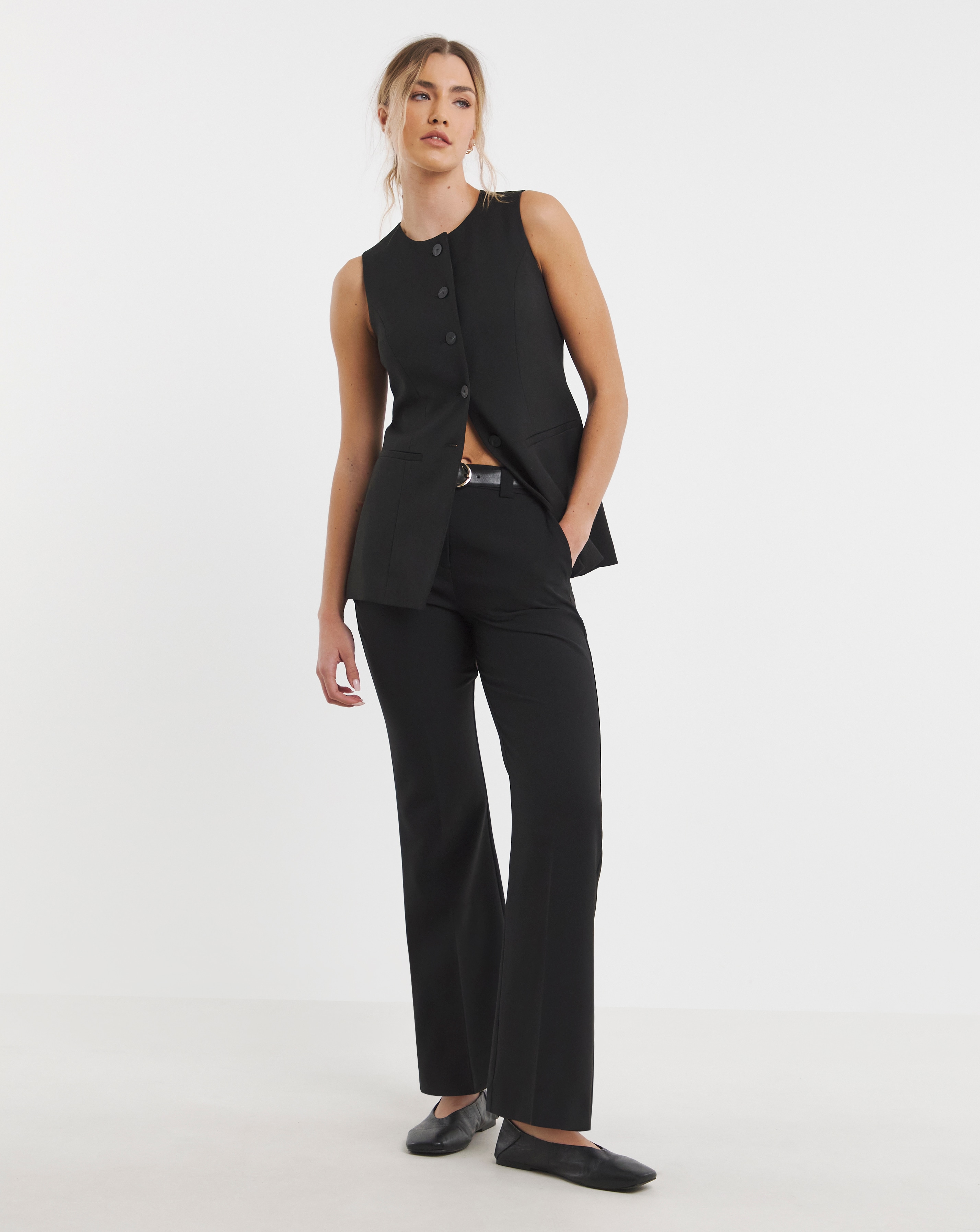 Black Bootcut Workwear Trousers