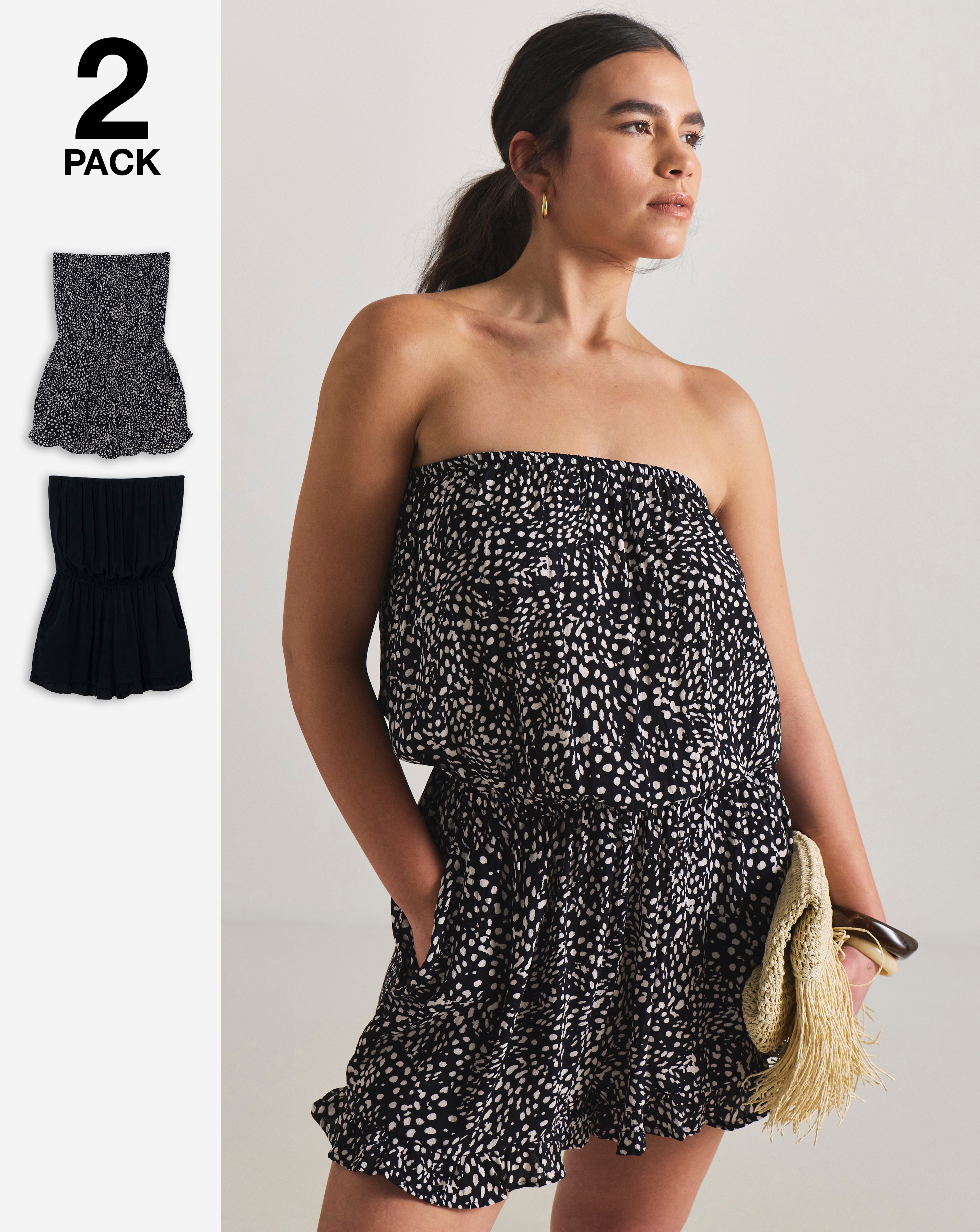 New In - 2 Pack Value Bandeau Beach Playsuits