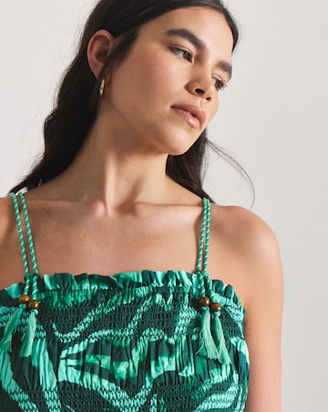 Cotton Shirred Maxi Beach Dress